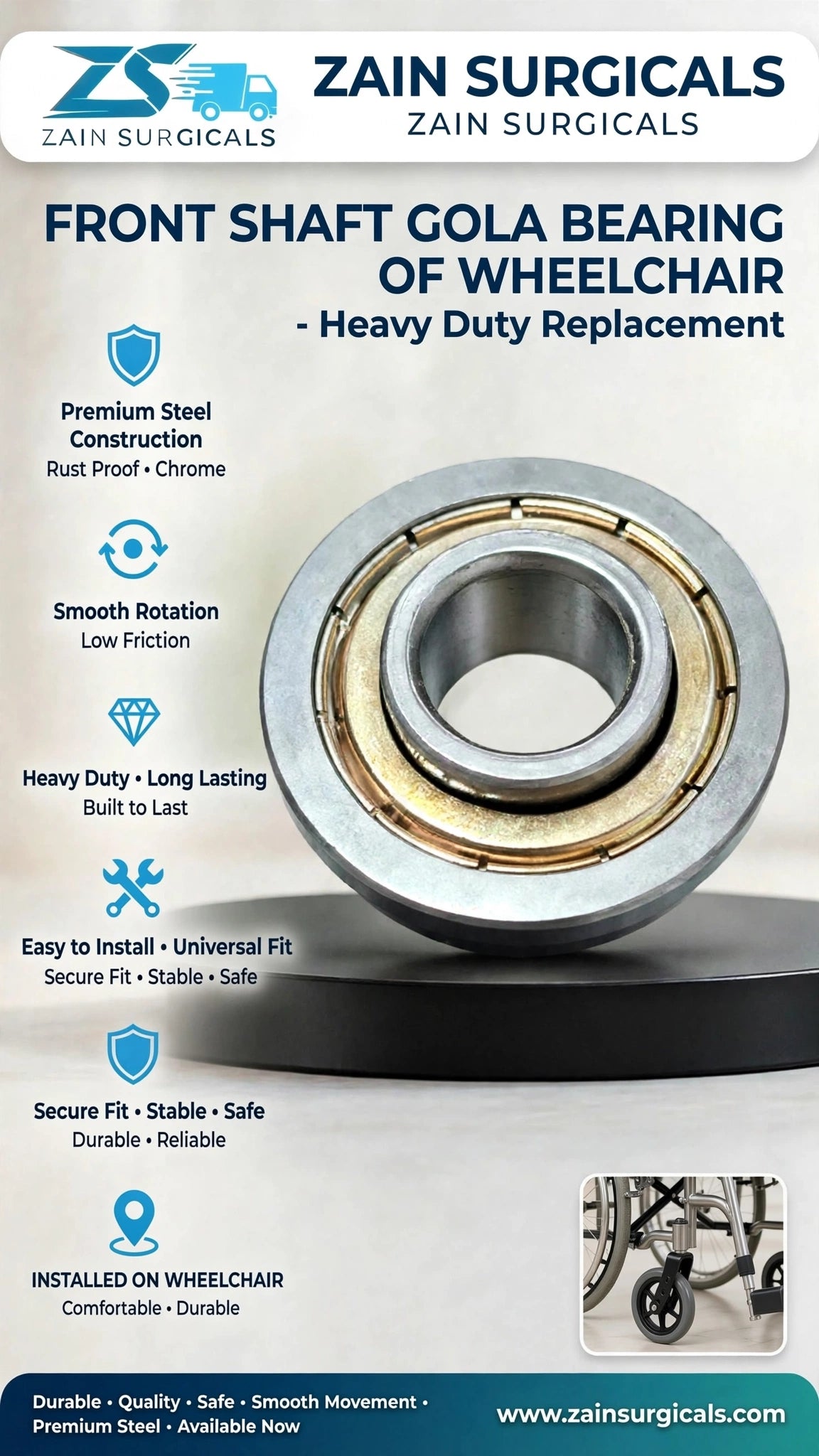 Wheelchair front shaft bearing - Zain Surgicals