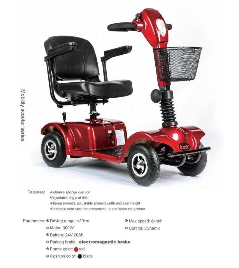 4-wheel mobility electric scooter compared with an electric wheelchair