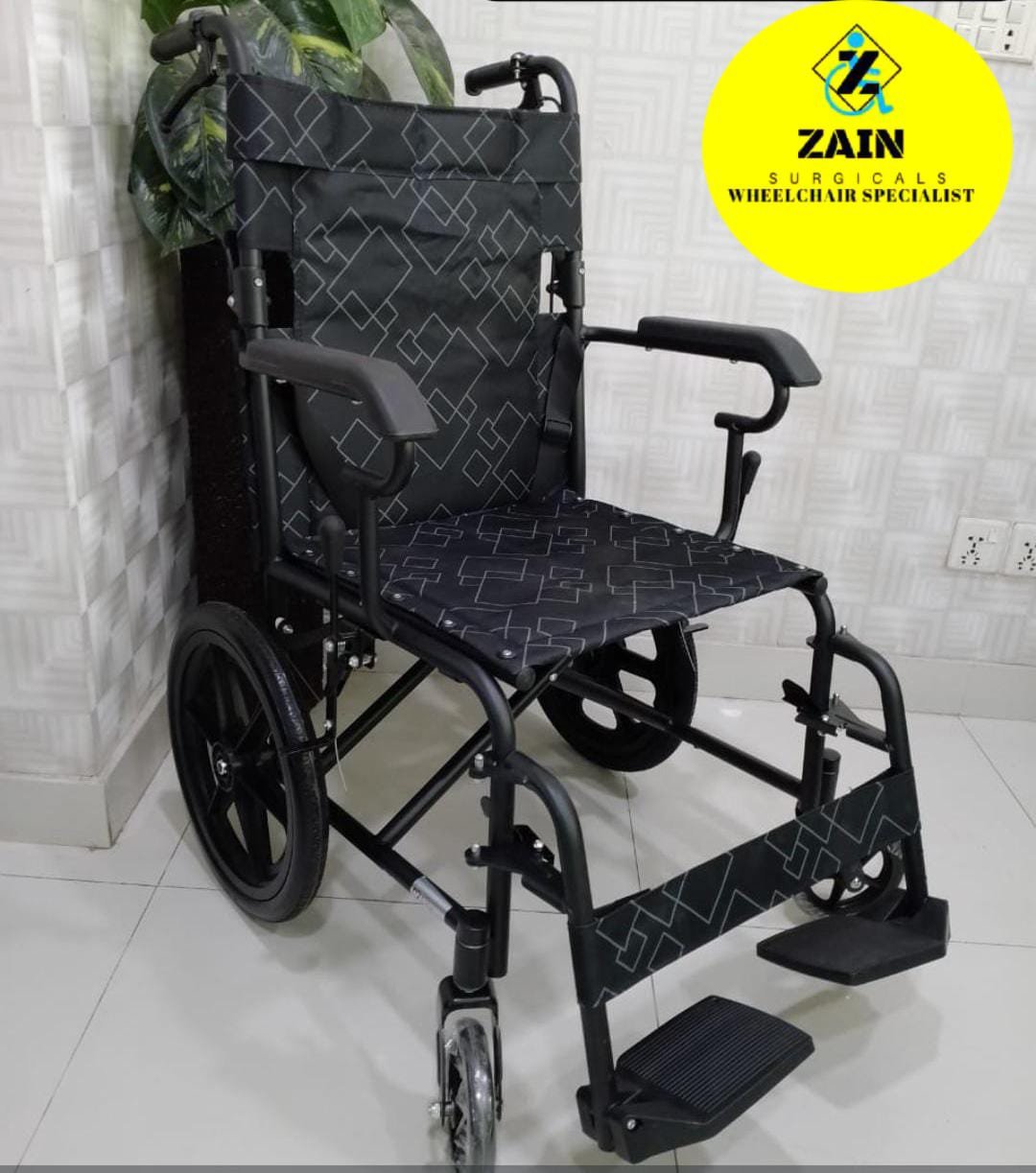 Folding travel wheelchair with detachable footrest - Zain Surgicals