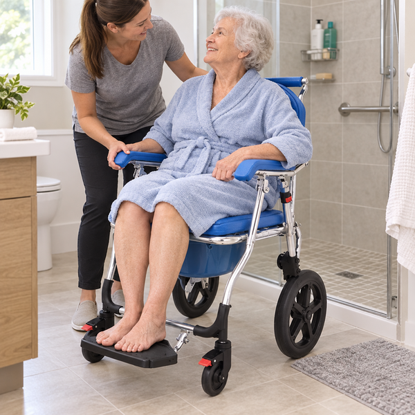 Foldable Aluminum 4-in-1 Shower & Commode Wheelchair