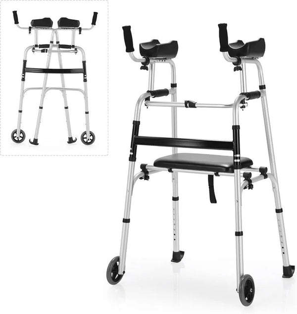 Goplus Folding Walker Now In Pakistan an Ultimate Aid for Elders, Disabled or for toilet Side Rails