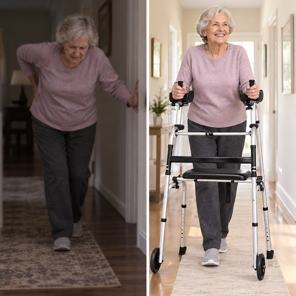 Goplus Folding Walker Now In Pakistan an Ultimate Aid for Elders, Disabled or for toilet Side Rails