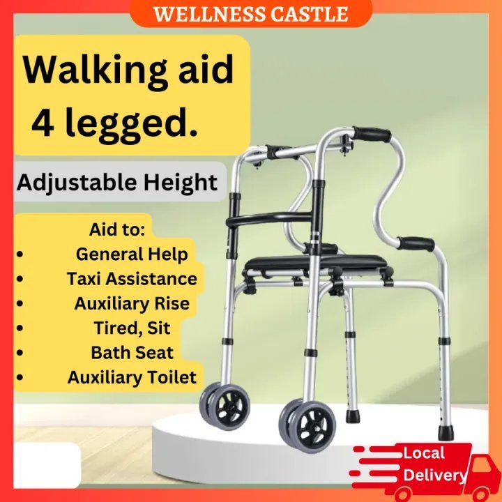 Adjustable walking frame with seat, supports up to 180kg - Zain Surgicals