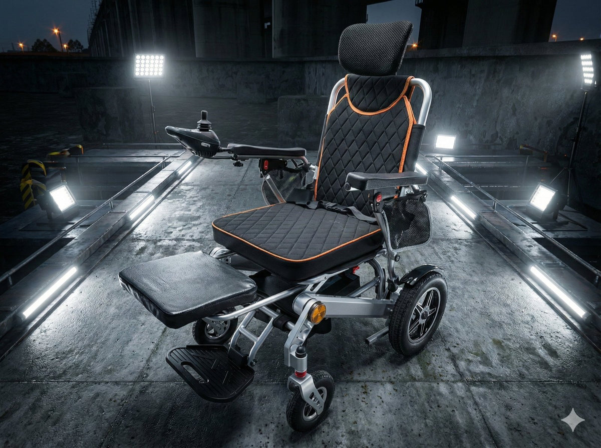 Auto-reclining electric wheelchair, air-travel friendly - Zain Surgicals