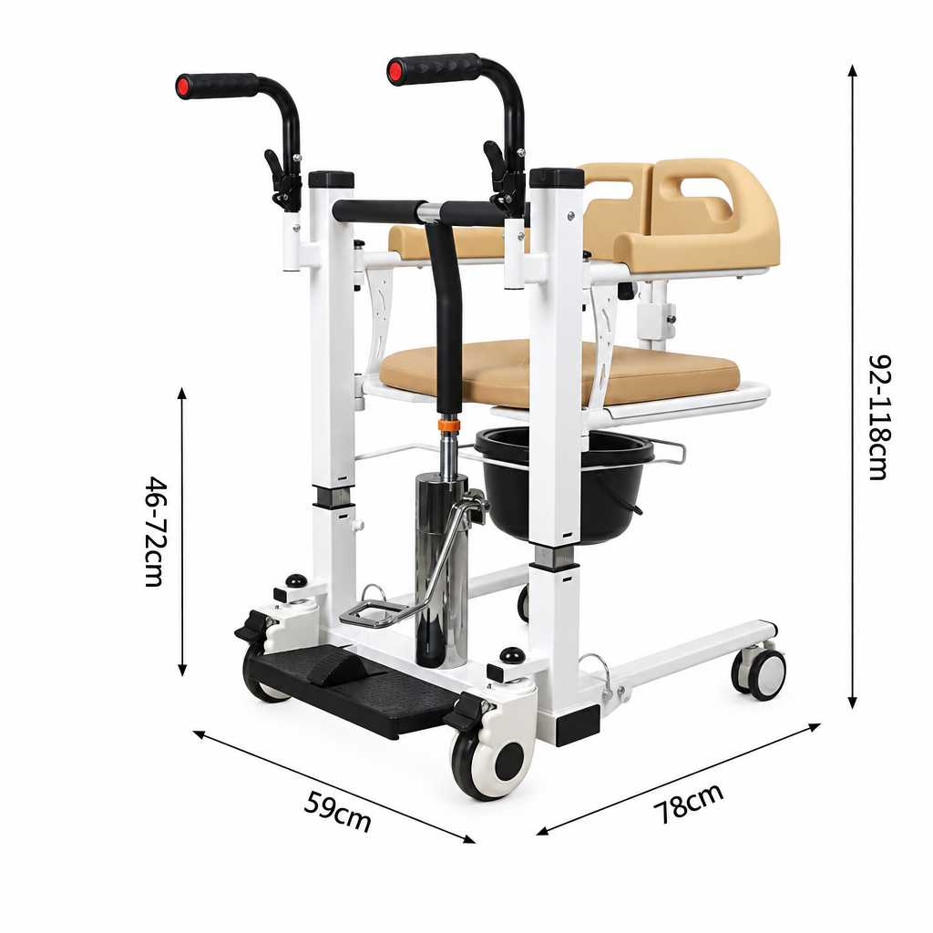 Hydraulic patient transfer chair with commode - Zain Surgicals