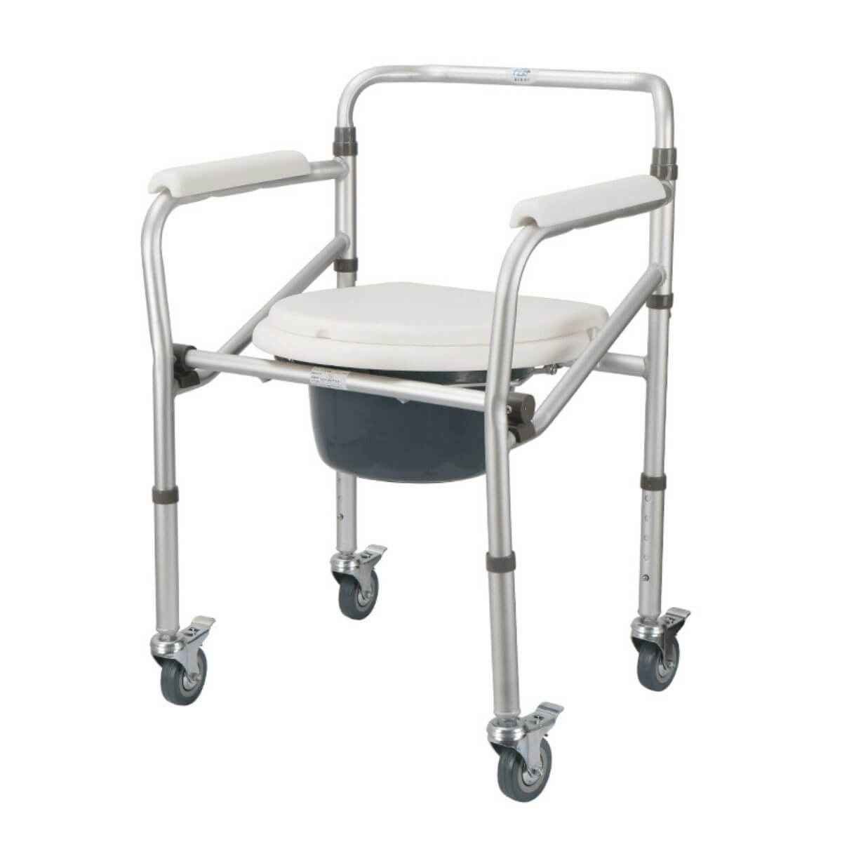 Aluminum commode chair with wheels - Zain Surgicals
