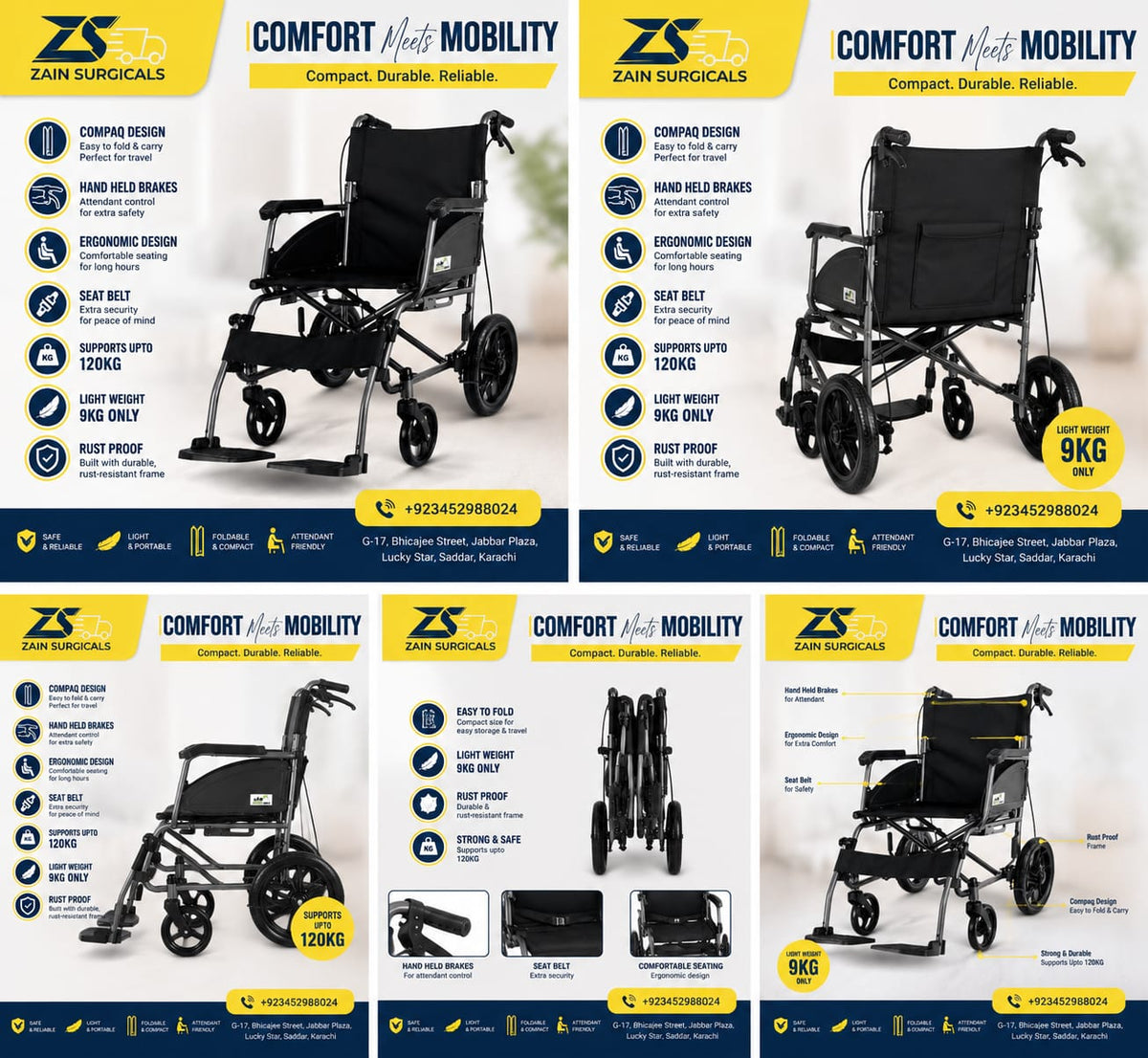 Smart lightweight travel wheelchair - Zain Surgicals