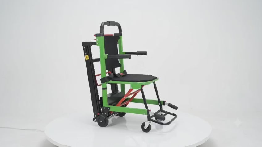 Motorized stair climbing chair going down stairs - video