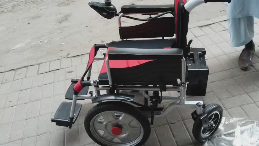 Foldable electric wheelchair with solid tires - Zain Surgicals
