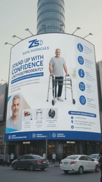 Folding walker with 5-inch glide wheels - Zain Surgicals