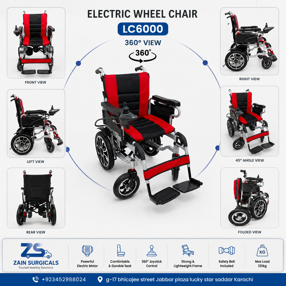 Electric wheelchair with 20km range per charge - Zain Surgicals
