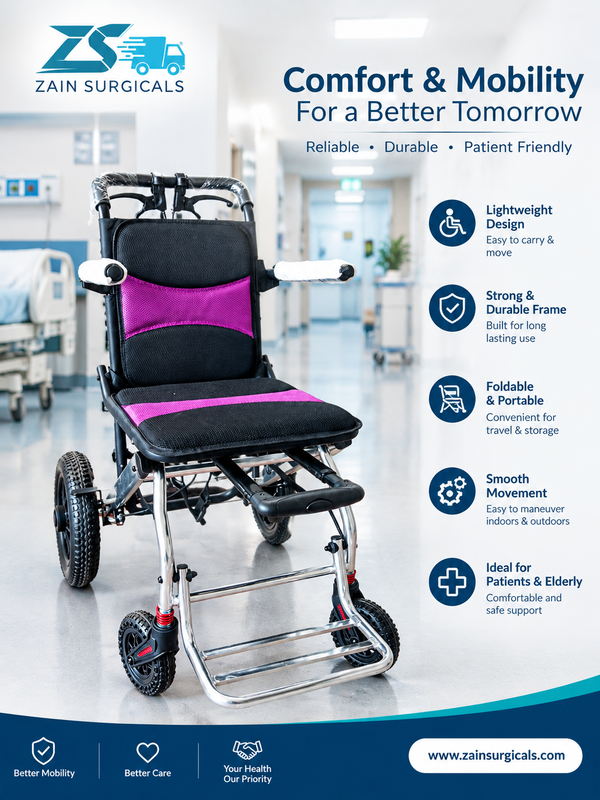 Ultra-lightweight folding travel wheelchair for Umrah and Hajj - Zain Surgicals