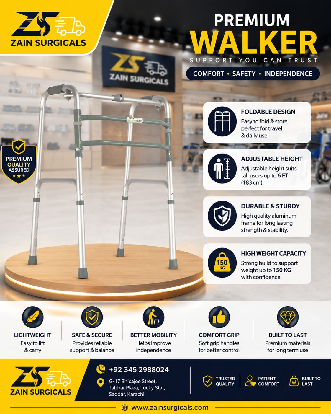 Folding walking frame for adults - Zain Surgicals