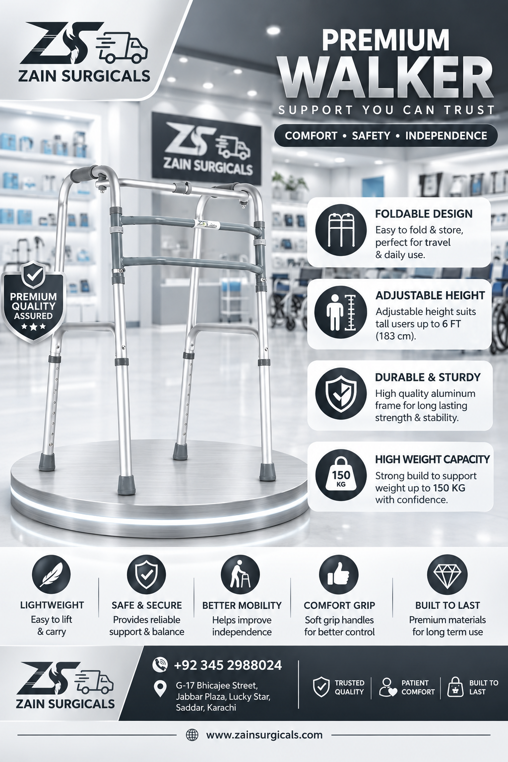 Folding walking frame for adults - Zain Surgicals
